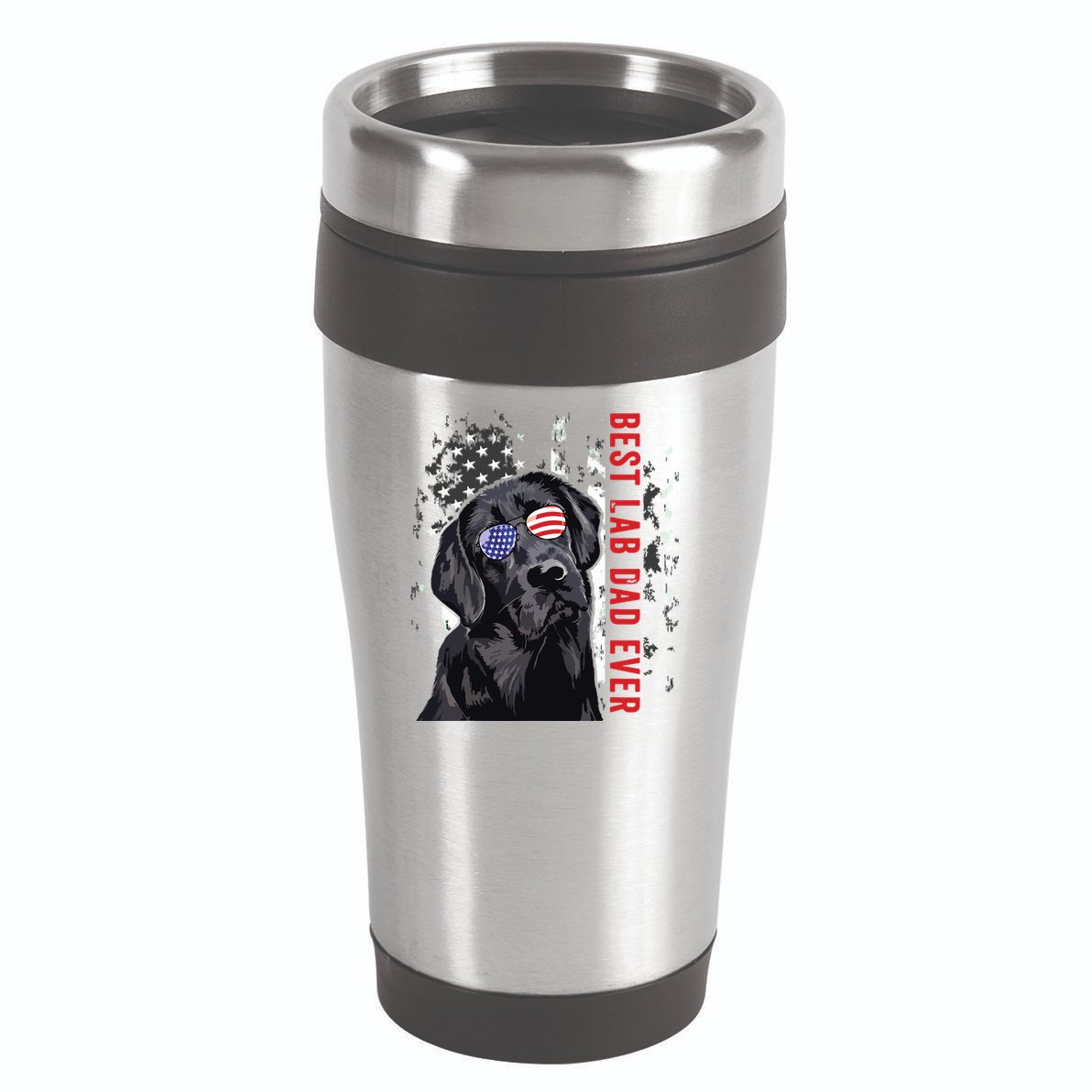 Best Lab Dad Ever Labrador Dog American Flag Fathers Day 16oz Travel Tumbler