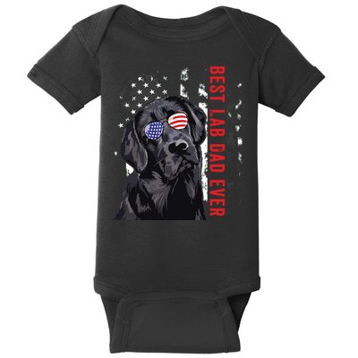 Best Lab Dad Ever Labrador Dog American Flag Fathers Day Baby Bodysuit