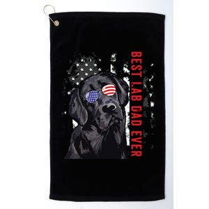 Best Lab Dad Ever Labrador Dog American Flag Fathers Day Platinum Collection Golf Towel