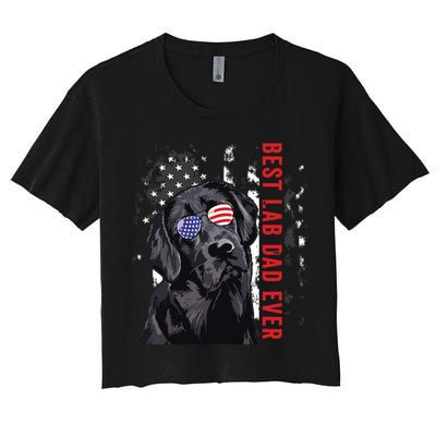 Best Lab Dad Ever Labrador Dog American Flag Fathers Day Crop Top