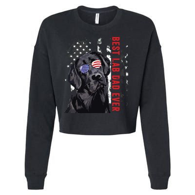 Best Lab Dad Ever Labrador Dog American Flag Fathers Day Cropped Pullover Crew