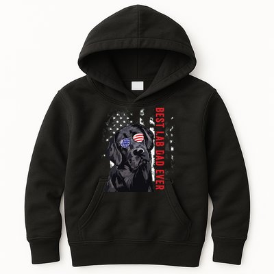 Best Lab Dad Ever Labrador Dog American Flag Fathers Day Kids Hoodie