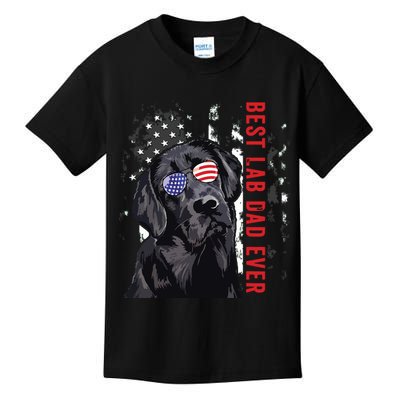 Best Lab Dad Ever Labrador Dog American Flag Fathers Day Kids T-Shirt