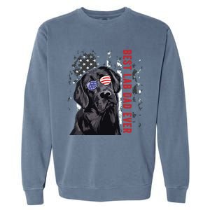 Best Lab Dad Ever Labrador Dog American Flag Fathers Day Garment-Dyed Sweatshirt