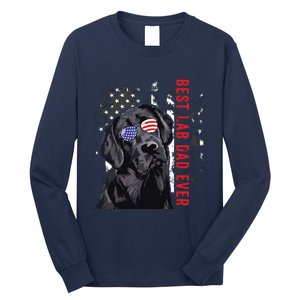 Best Lab Dad Ever Labrador Dog American Flag Fathers Day Long Sleeve Shirt