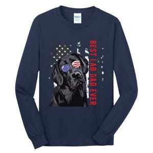 Best Lab Dad Ever Labrador Dog American Flag Fathers Day Tall Long Sleeve T-Shirt