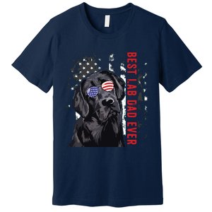 Best Lab Dad Ever Labrador Dog American Flag Fathers Day Premium T-Shirt