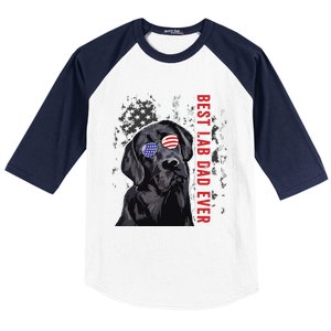 Best Lab Dad Ever Labrador Dog American Flag Fathers Day Baseball Sleeve Shirt