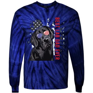 Best Lab Dad Ever Labrador Dog American Flag Fathers Day Tie-Dye Long Sleeve Shirt