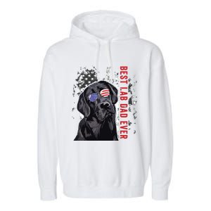 Best Lab Dad Ever Labrador Dog American Flag Fathers Day Garment-Dyed Fleece Hoodie