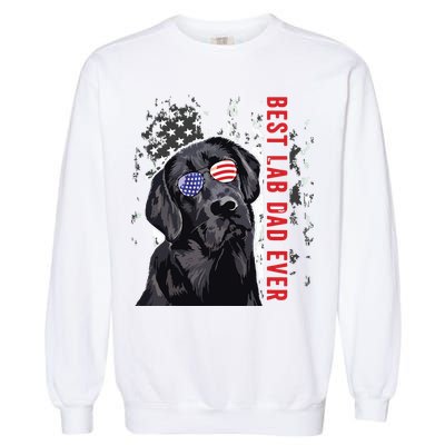 Best Lab Dad Ever Labrador Dog American Flag Fathers Day Garment-Dyed Sweatshirt