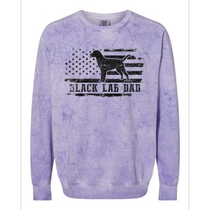 Black Lab Dad Distressed American Flag Patriotic Dog Colorblast Crewneck Sweatshirt