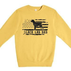 Black Lab Dad Distressed American Flag Patriotic Dog Premium Crewneck Sweatshirt