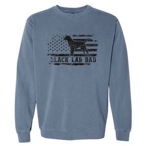 Black Lab Dad Distressed American Flag Patriotic Dog Garment-Dyed Sweatshirt