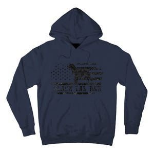 Black Lab Dad Distressed American Flag Patriotic Dog Tall Hoodie