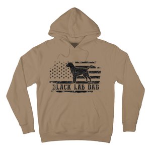 Black Lab Dad Distressed American Flag Patriotic Dog Hoodie