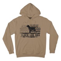 Black Lab Dad Distressed American Flag Patriotic Dog Hoodie