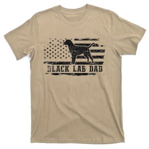 Black Lab Dad Distressed American Flag Patriotic Dog T-Shirt