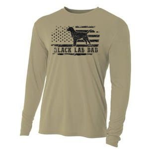 Black Lab Dad Distressed American Flag Patriotic Dog Cooling Performance Long Sleeve Crew