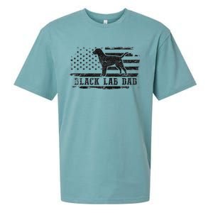 Black Lab Dad Distressed American Flag Patriotic Dog Sueded Cloud Jersey T-Shirt