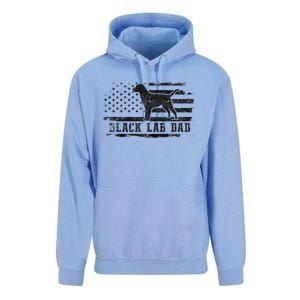 Black Lab Dad Distressed American Flag Patriotic Dog Unisex Surf Hoodie