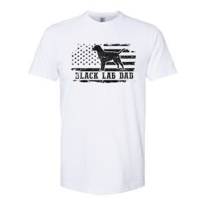 Black Lab Dad Distressed American Flag Patriotic Dog Softstyle CVC T-Shirt