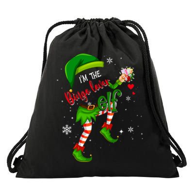 Bingo Lover Elf Matching Family Group Christmas Party Pajama Drawstring Bag