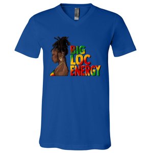 Big Loc Energy Afro Black Junenth Freedom 1865 Gift V-Neck T-Shirt