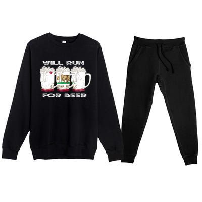 Beer Lover Er Local Beer Funny Ca State Flag Usa Gift Premium Crewneck Sweatsuit Set