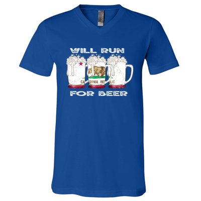 Beer Lover Er Local Beer Funny Ca State Flag Usa Gift V-Neck T-Shirt