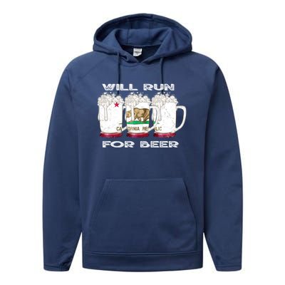 Beer Lover Er Local Beer Funny Ca State Flag Usa Gift Performance Fleece Hoodie