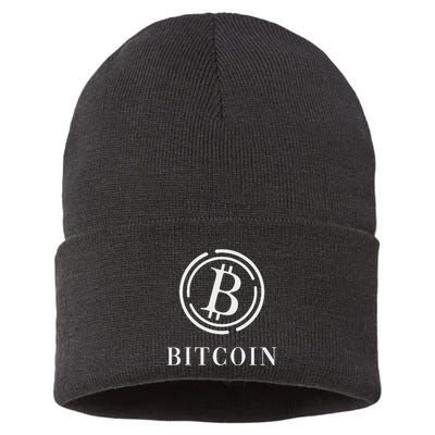 Bitcoin Logo Emblem Cryptocurrency Blockchains Bitcoin Sustainable Knit Beanie