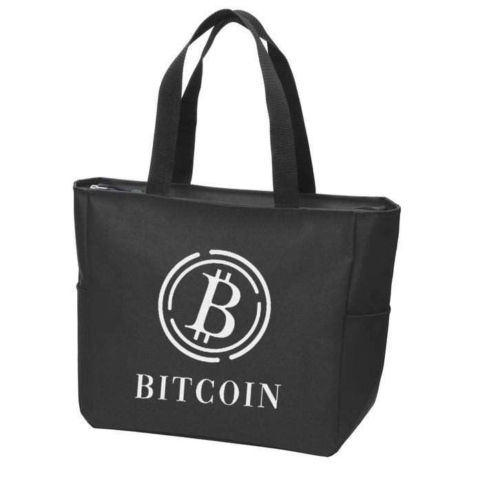 Bitcoin Logo Emblem Cryptocurrency Blockchains Bitcoin Zip Tote Bag