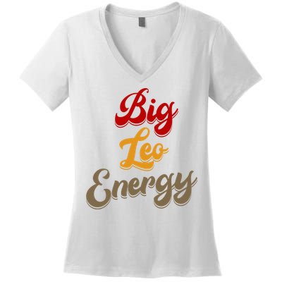 Big Leo Energy Women Horoscope Astrology Women's V-Neck T-Shirt