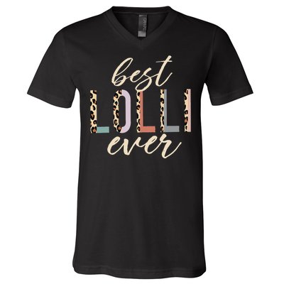 Best Lolli Ever Gifts Leopard Print Mothers Day V-Neck T-Shirt