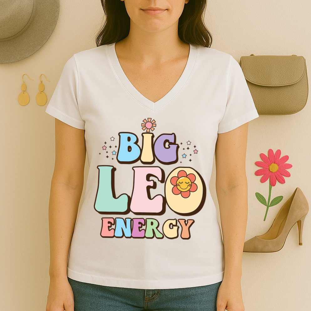 Big Leo Energy Sign Astrology Zodiac Sign July August Birthday Women's V-Neck T-Shirt