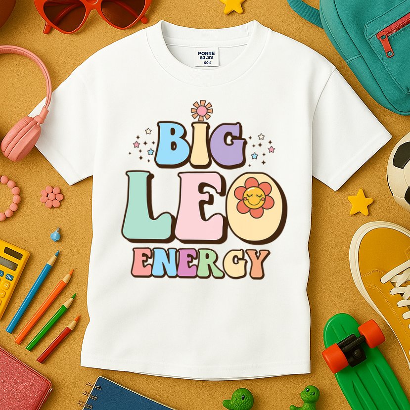 Big Leo Energy Sign Astrology Zodiac Sign July August Birthday Kids T-Shirt