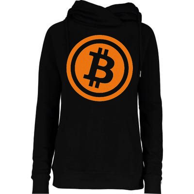 Bitcoin Logo Emblem Cryptocurrency Blockchains Womens Funnel Neck Pullover Hood