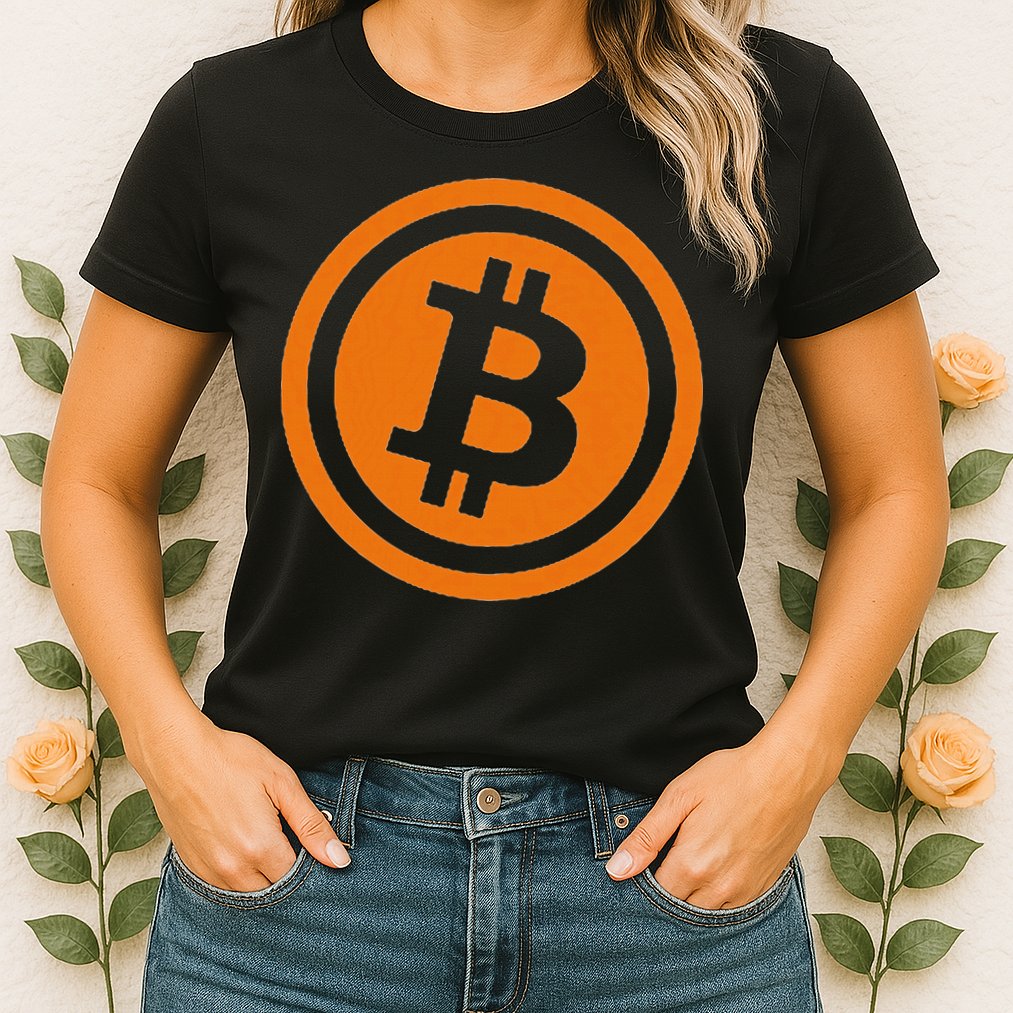 Bitcoin Logo Emblem Cryptocurrency Blockchains Womens T-Shirt
