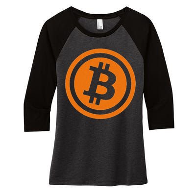 Bitcoin Logo Emblem Cryptocurrency Blockchains Women's Tri-Blend 3/4-Sleeve Raglan Shirt