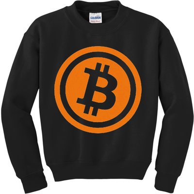 Bitcoin Logo Emblem Cryptocurrency Blockchains Kids Sweatshirt