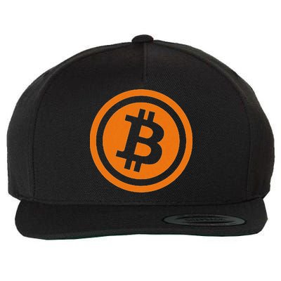 Bitcoin Logo Emblem Cryptocurrency Blockchains Wool Snapback Cap