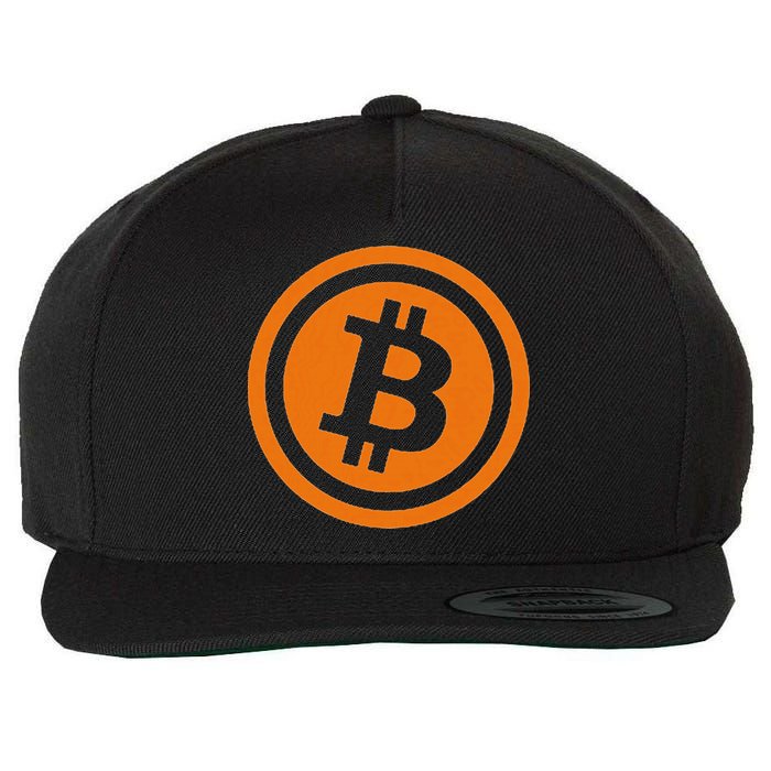 Bitcoin Logo Emblem Cryptocurrency Blockchains Wool Snapback Cap