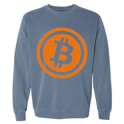 Bitcoin Logo Emblem Cryptocurrency Blockchains Garment-Dyed Sweatshirt