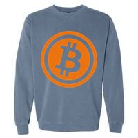 Bitcoin Logo Emblem Cryptocurrency Blockchains Garment-Dyed Sweatshirt