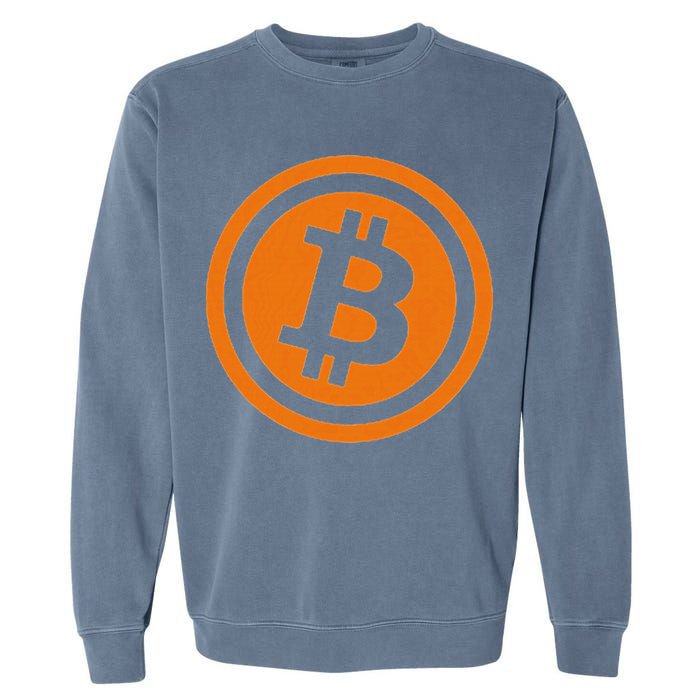 Bitcoin Logo Emblem Cryptocurrency Blockchains Garment-Dyed Sweatshirt