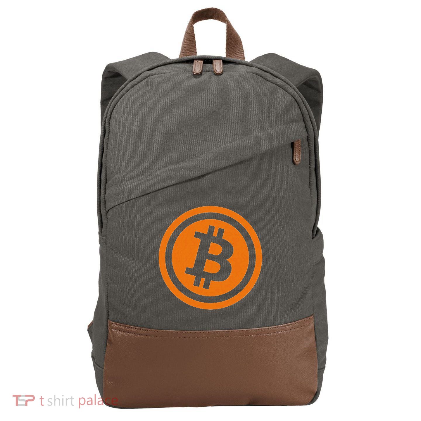 Bitcoin Logo Emblem Cryptocurrency Blockchains Cotton Canvas Backpack