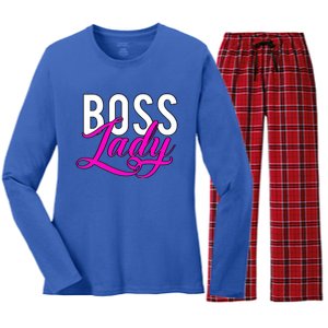 Boss Lady Entrepreneur Business Saying Cute Gift Women's Long Sleeve Flannel Pajama Set 