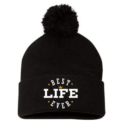 Best Life Ever Gift Pom Pom 12in Knit Beanie