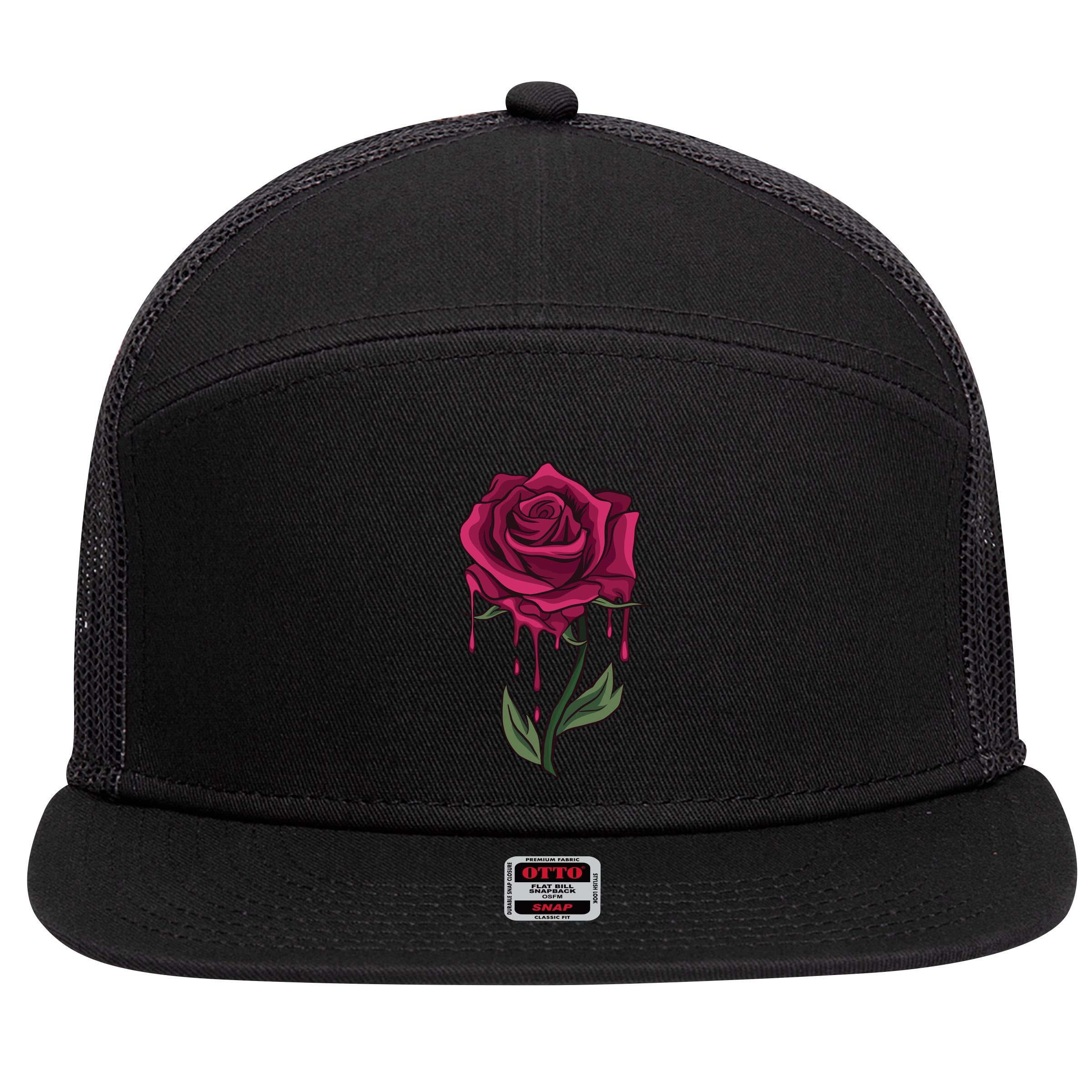 Bleeding Rose 7 Panel Mesh Trucker Snapback Hat